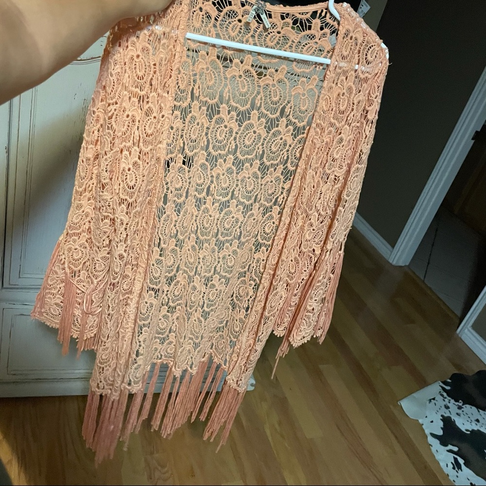 BKE kimono fringe